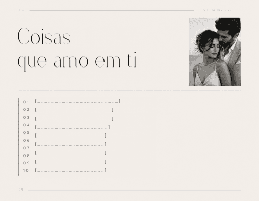 Página “Coisas que amo em ti”