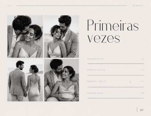 Página “Primeiras vezes”